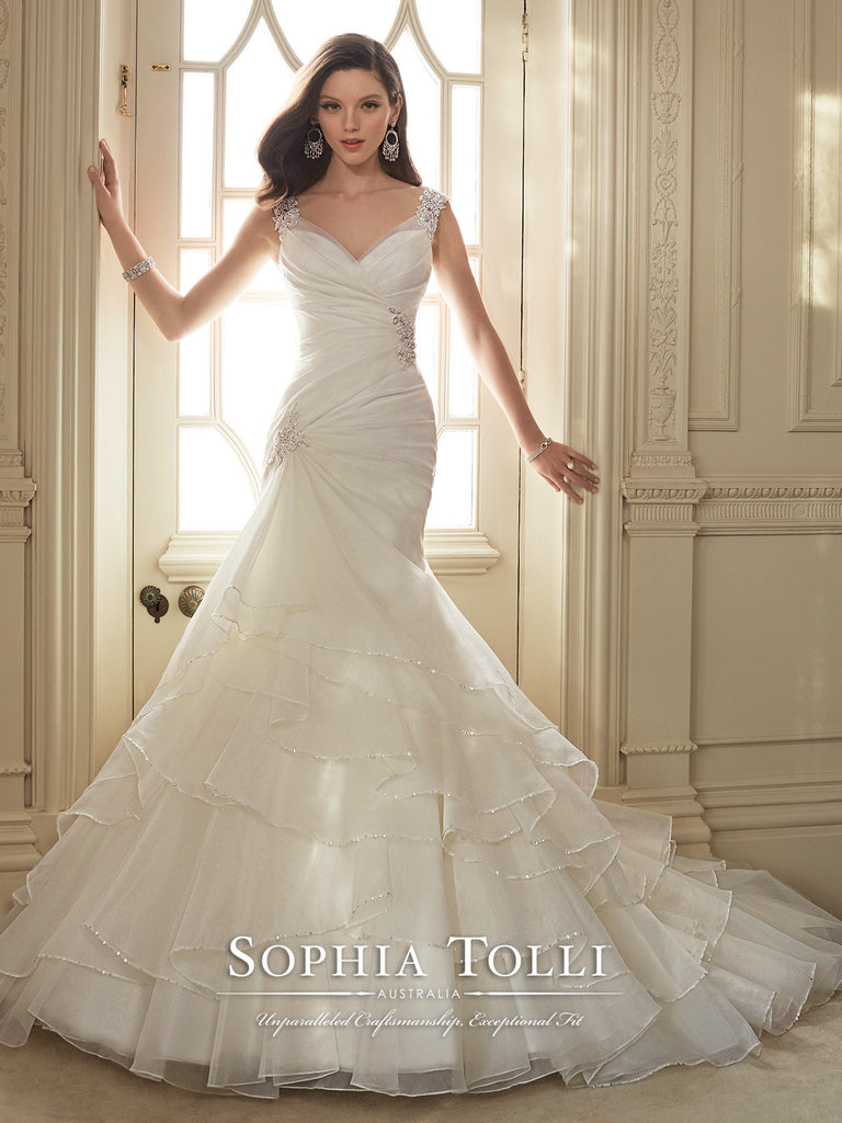 Sophia Tolli Wedding Dress organza lace mermaid trumpet ball gown Bela Bridal Sophia Tolli Wedding Dress organza lace mermaid trumpet ball gown Bela Bridal