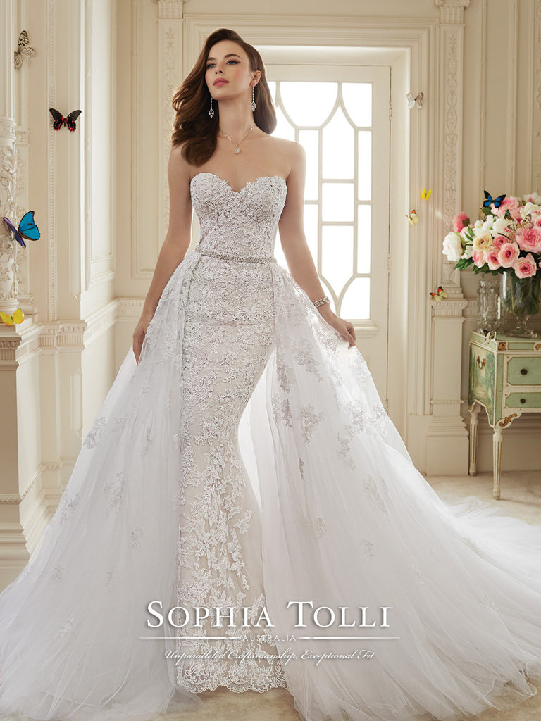 Sophia Tolli Two-piece Wedding Dress tulle lace mermaid trumpet Bela Bridal Sophia Tolli Two-piece Wedding Dress tulle lace mermaid trumpet Bela Bridal