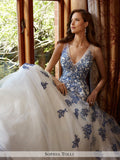 Sophia Tolli sleeveless light tulle over sparkling sequin full A-line wedding gown