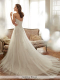 Sophia Tolli strapless tulle soft A-line with semi-sheer neckline wedding gown