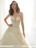 Sophia Tolli strapless organza with plunging sweetheart neckline wedding ball gown