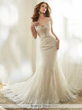 Sophia Tolli allover lace and sequin mermaid with hand-beaded illusion and  V-neckline  wedding gown