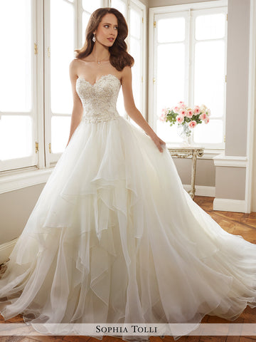 Sophia Tolli two-piece lightweight fantasy organza  full A-line wedding gown