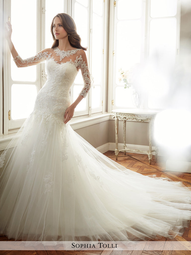 Sophia Tolli Soft Tulle And Soft Satin Mermaid Wedding Gown Sophia Tolli Soft Tulle And Soft Satin Mermaid Wedding Gown