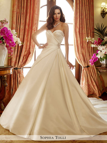 Sophia Tolli Strapless Majestic Satin Full  A-Line With Sweetheart Neckline Wedding Gown