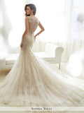 Sophia Tolli sleeveless misty tulle mermaid with illusion lace tapered shoulder straps wedding dress