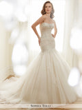 Sophia Tolli strapless allover lace and soft tulle trumpet  wedding gown