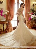 Sophia Tolli sleeveless organza mermaid with semi-sheer illusion shoulder straps wedding dress