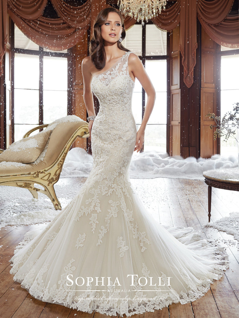 Sophia Tolli Wedding Dress satin lace mermaid trumpet Bela Bridal Sophia Tolli Wedding Dress satin lace mermaid trumpet Bela Bridal