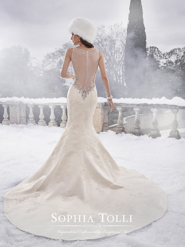 Sophia Tolli Wedding Dress satin lace mermaid trumpet Bela Bridal Sophia Tolli Wedding Dress satin lace mermaid trumpet Bela Bridal
