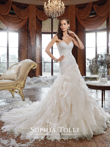 Sophia Tolli Wedding Dress organza lace mermaid trumpet