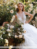 Sophia Tolli Sleeveless Misty Tulle With Slender Illusion Lace Straps Wedding Ball Gown