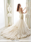 Sophia Tolli Strapless Tulle and Organza Trumpet With Metallic Lace Wedding Gown