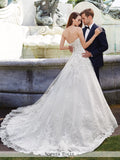 Sophia Tolli Strapless Light Tulle With Lace Appliqués and Scattered Allover Sequin Wedding Ball Gown