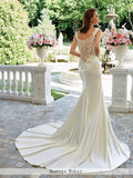 Sophia Tolli Satin Mermaid Gown with Lace Slight Cap sleeves and Sweetheart Neckline Wedding Dress