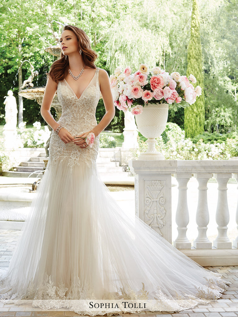 Sophia Tolli Two Pieces Satin and Tulle Wedding Dress