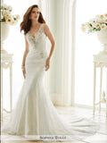 Sophia Tolli Sleeveless Allover Soft Lace Mermaid Wedding Dress