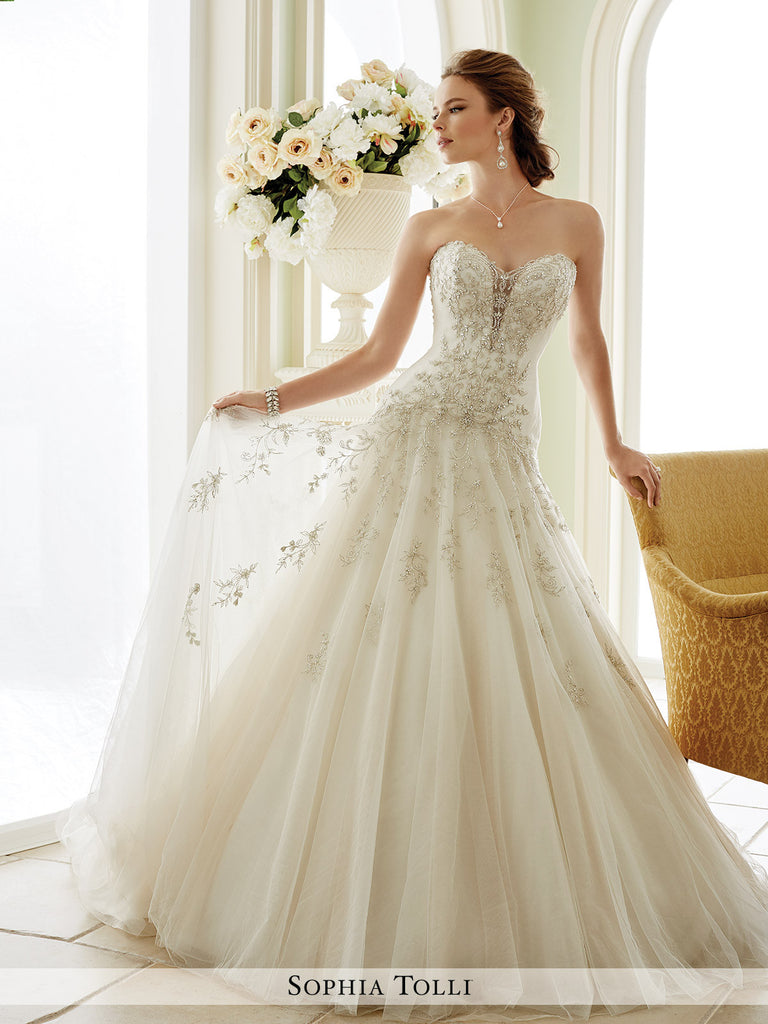 Sophia Tolli Strapless Tulle A-Line Wedding Dress Bela Bridal Sophia Tolli Strapless Tulle A-Line Wedding Dress Bela Bridal
