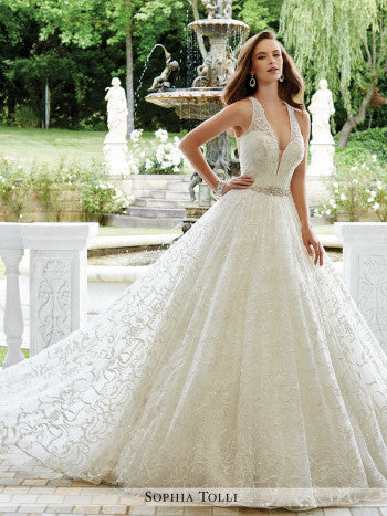 Sohia Tolli Wedding Dress ballgown, a line, lace