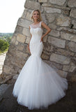 Lace tulle mermaid wedding dress..