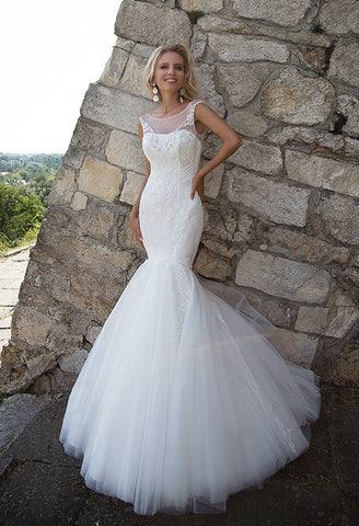 Lace tulle mermaid wedding dress..