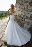 Lace tulle mermaid wedding dress..