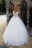 Lace tulle princess ball gown lace A-Line wedding dress..
