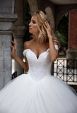 Lace tulle princess ball gown lace A-Line wedding dress..