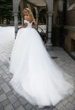 Lace tulle princess ball gown lace A-Line wedding dress..