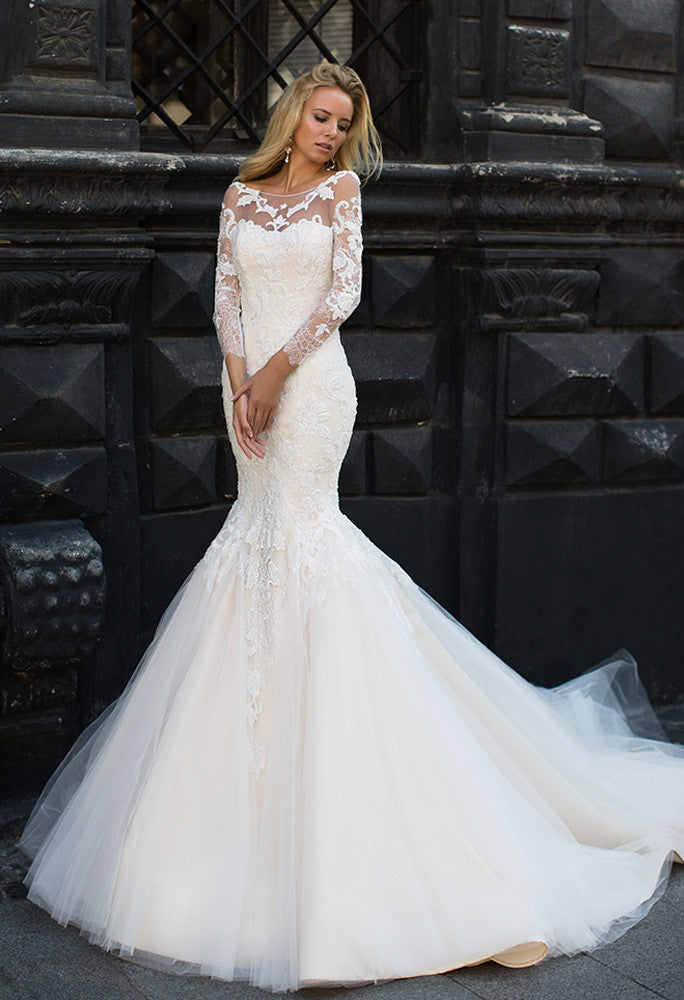 Lace tulle MERMAID wedding dress..