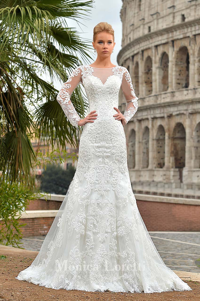 Lace mermaid trumpet ball gown Wedding Dress