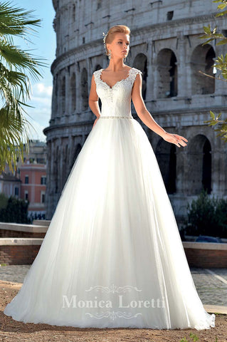 Lace Satin A-line ball Gown Wedding Dress