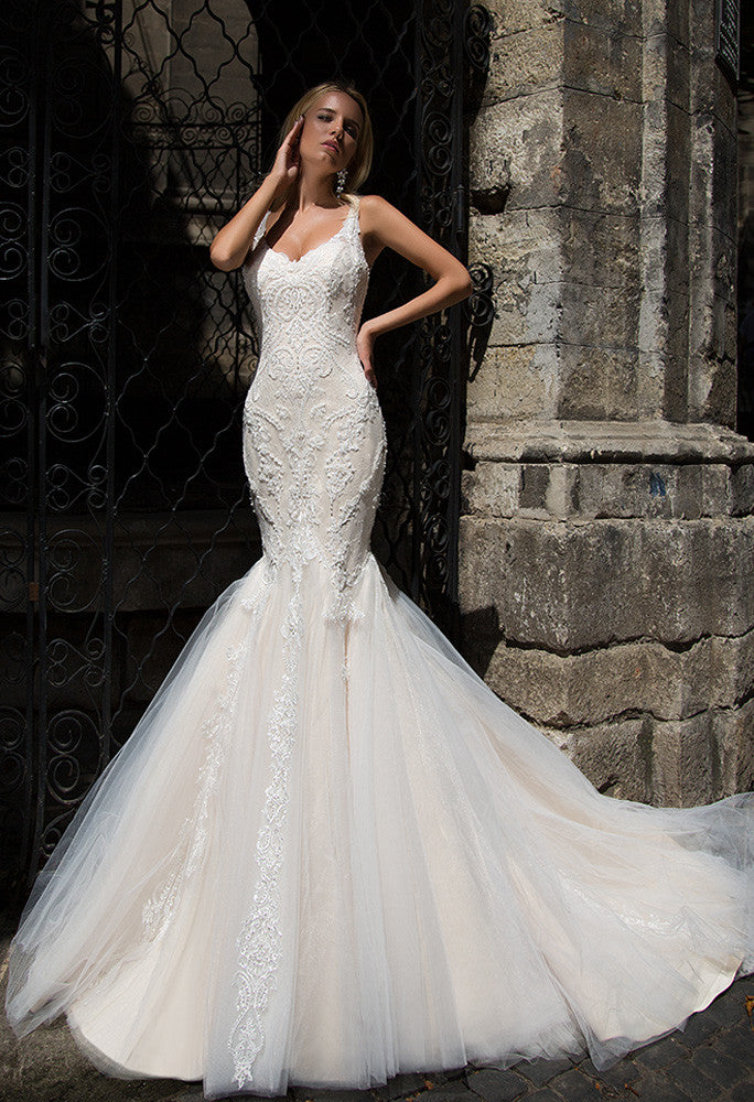 Lace sleeve ivory princess MERMAID lace wedding dress.. Bela Bridal Lace sleeve ivory princess MERMAID lace wedding dress.. Bela Bridal