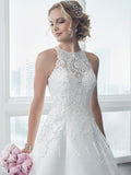 Wedding dress lace A-line ball gown SCOOP NECK, SLEEVELESS, A-LINE